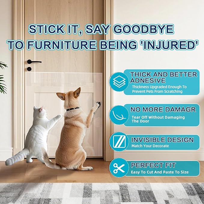 Thicken Vinyl Anti Cat Scratch Furniture Protector，165’’ X 12.4’’ Cat Scratch Deterrent for Furniture, Single Side Couch Protector for Sofa, Couch, Carpet, Door and Chair
