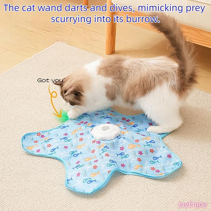 Hide and Seek Interactive Cat Toy, 5-Hole Motion Activated Bird Sound USB Rechargeable Puzzle Toy, Automatic Mental Stimulation for Indoor Cats & Multi-Cat Play