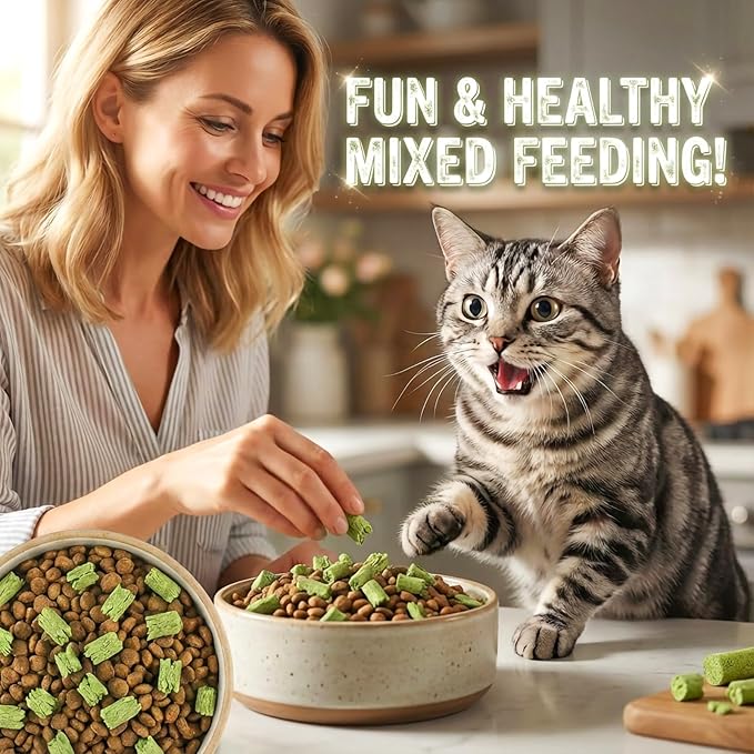 Cat Grass Treat Cats Toy 100g/3.53oz Freeze Dried Catnip Toys Kitten Chew Stick for Removal Hairballs for Cleaning Teeth Indoor Kitty Dental Care Lickable Edible Snack