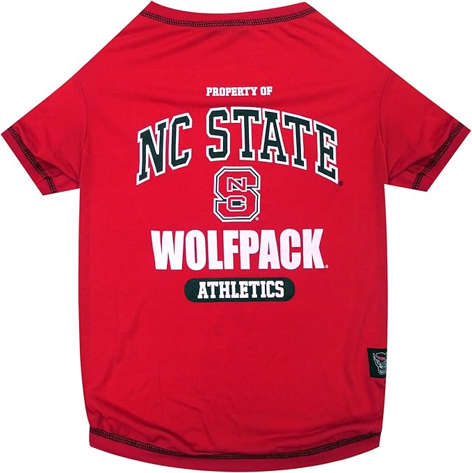 Pets First Collegiate NORTH CAROLINA STATE WOLFPACKS Dog T-Shirt, X-Small. - Licensed Shirt for Pets Team Colored with Team Logos.- Premium Stretchable Materials for the Comfrot of your Dog & Cat.