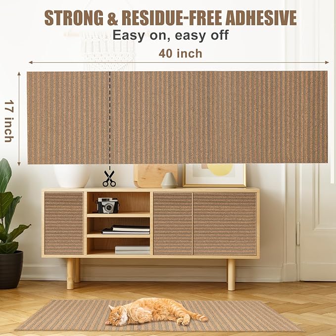 Natural Cork-Cat Scratch mat-Cat Scratch Pad Rug-cat Couch Protector-Scratch Furniture Protector for Post/Sofa/Floor-Wall Scratchers for Indoor-Carpets Scratching-Stretching- Kitty Gifts- 40 * 17IN