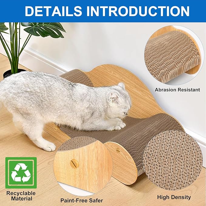 Simple Deluxe Cat Scratcher Cardboard Bed, Scratch Lounger for Scratching &Sleeping, 23.6“ Scratching Board Furniture Protector, Curved