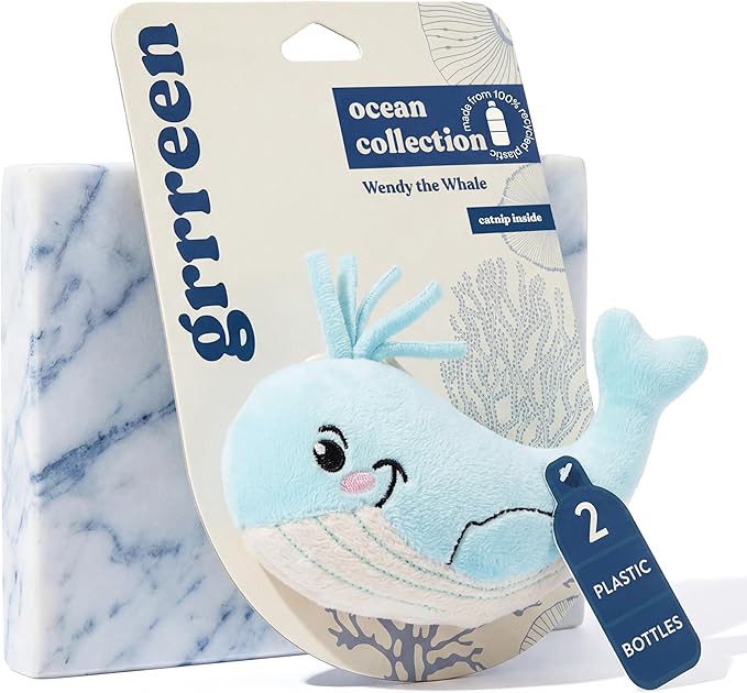 Cat Toys | Plush Whale Stuffed Animal for Cats | Eco Friendly Interactive Cat Toys for Indoor Cats