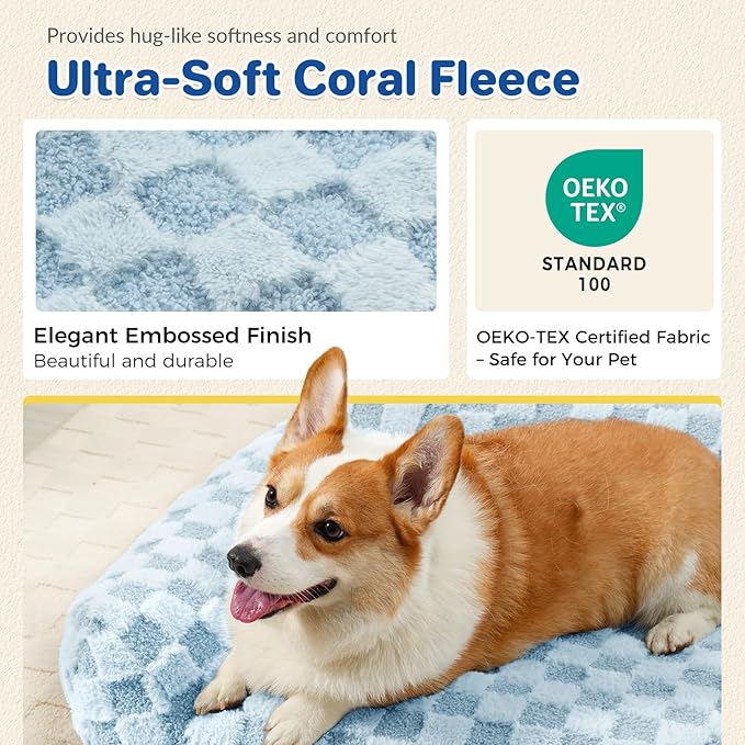 ABCPET Cat Bed Cat Couch for Puppy and Kitten, Fluffy Pet Sofas Medium Dog Sofa Bed, Supportive Cats Sofa for Indoor Cats, Washable Cover & Non-Slip, 32 inch, Blue