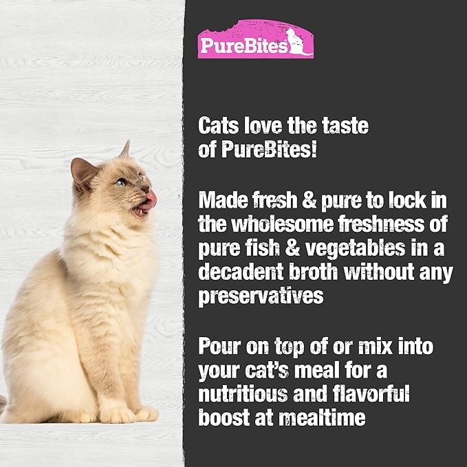 PureBites Tuna & Salmon Broths for Cats, Only 5 Ingredients, Case of 18