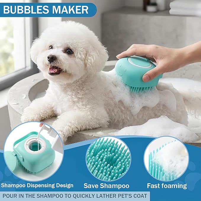 9PCS Dog Bath Kit & Dog Brush Kit for Dogs & Cats - Professional Pet Grooming Tools Set with Shedding Brush, Bath Scrubber, Dematting Comb & Storage Bag - Complete Dog Washing Essentials, Blue