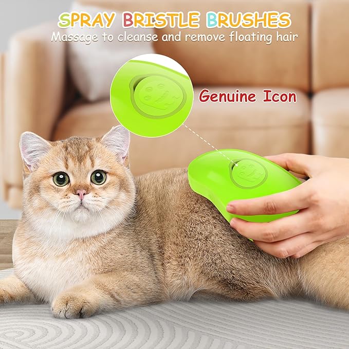 Rechargeable 3-in-1 Silicone Steaming Brush for Detangling and Grooming Pets - Multifunctional Hair Comb for Cats (Yellow)