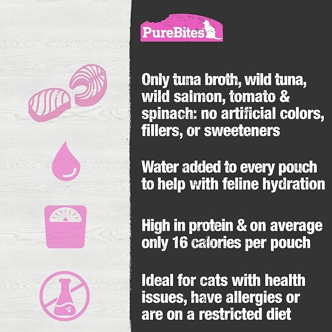 PureBites Tuna & Salmon Broths for Cats, Only 5 Ingredients, Case of 18