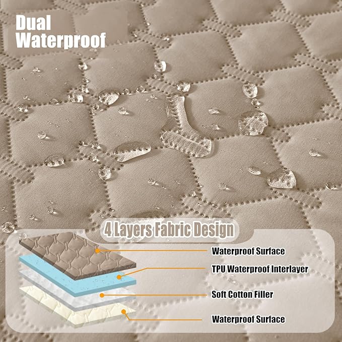 Smiry Waterproof Dog Bed Cover Blanket, Soft Reversible Pet Blanket, Washable Leakproof Cats Dogs Couch Cover for Sofa, Couch, Furniture (68x82 Inch, Taupe/Beige)