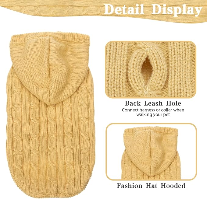 PUPTECK Winter Dog Cat Sweater Coat - Soft Cold Weather Clothes Knitwear for Kitties & Small Dogs Indoor Outdoor Walking Warm, Knitted Classic for Doggies Kitties