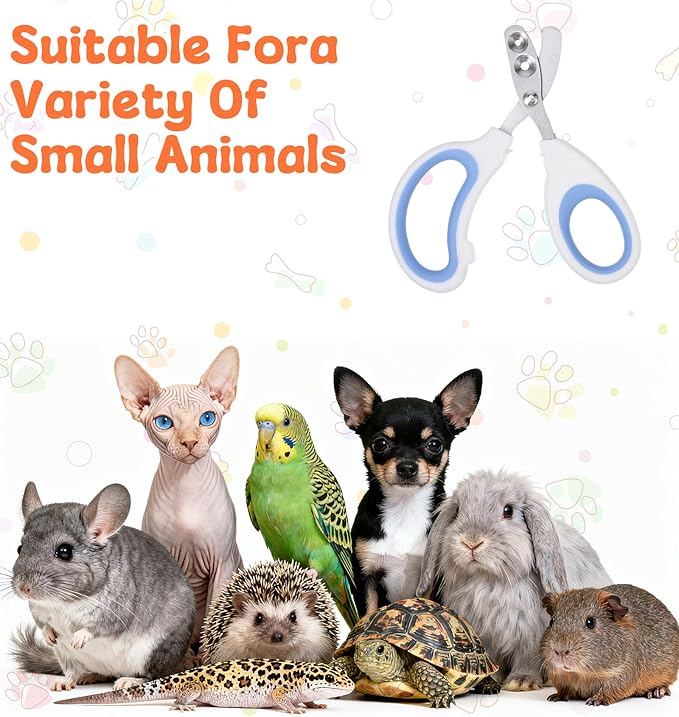 2 Pcs Cat Nail Clipper, Cat Claw Clippers with Guard for Cats Bearded Dragon Animal Claws Trimmer Ideal for Bearded Dragon Cats Rabbit, Non-slip Handle & Stainless Steel Blades, Safe & Easy to Use