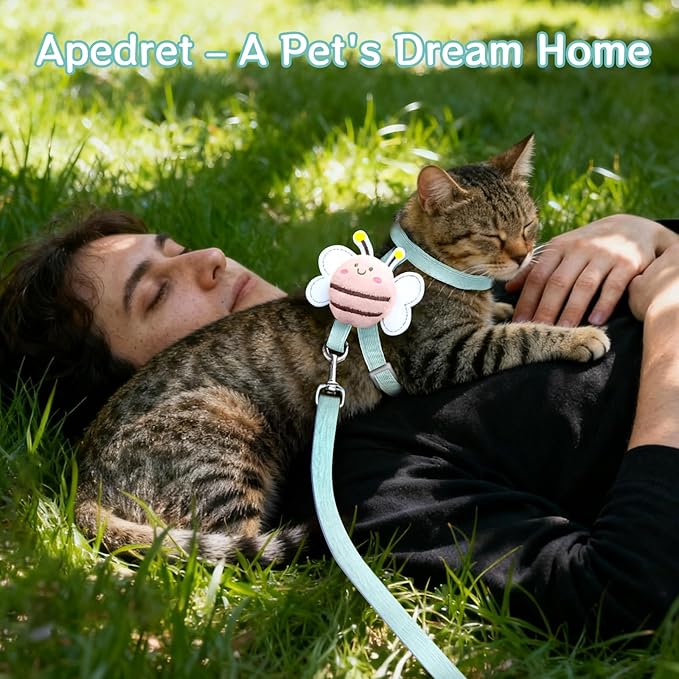 Cat Harness and Leash Set - Breathable Adjustable Soft Vest for Cats, Escape Proof Kitten Harness for Easy Control and Daily Outdoor Walking