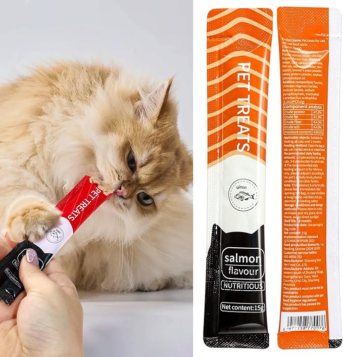 Lickable Cat Treats Squeeze-Up, 6 Tubes (0.53oz Each) – Tuna, Salmon & Chicken Flavors, Nutritionally Balanced for Healthy Growth, Soft & Irresistible Texture