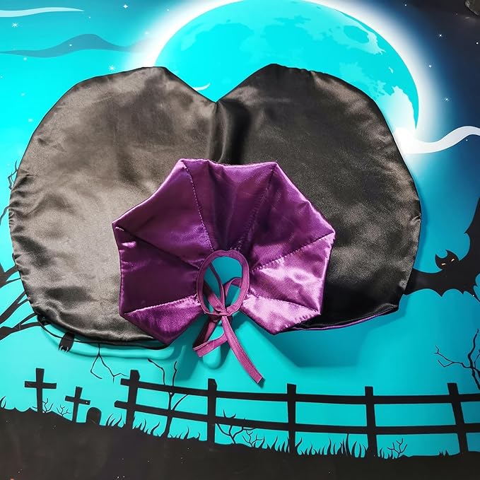 Qiansail Cat Cape Vampire Cloak Halloween Dog Costume Pet Cosplay Apparel Outfit Decor Accessories for Puppy Kitten (Black&Purple)