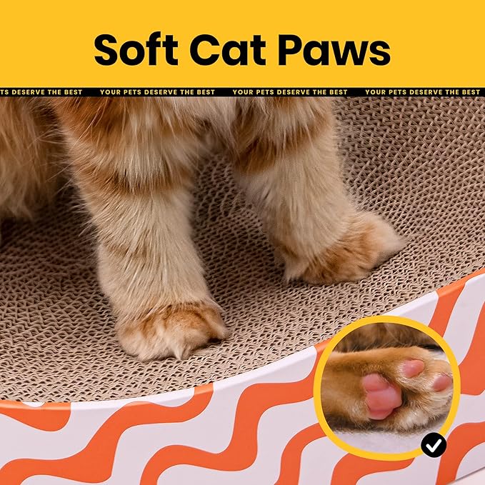Conlun Cat Scratcher Cardboard,2 in 1 Oval Cat Scratch Pad Bowl for Indoor Kitty Grinding Claw,Round Kittens Scratching Board Corrugated Lounge Pet Beds&Furniture Protector for Couch&Carpets&Sofas
