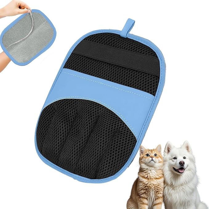 Electrostatic Pet Hair Removal Gloves: Quick Wiping Reusable & Washable for Sofa, Clothing, Pet Beds, Effortless Cats & Dogs Hair Remover Gloves (Blue)