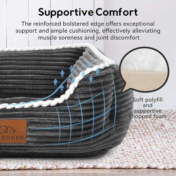 Zerbuger Orthopedic Dog Bed for Medium Dogs,Dog Sofa Beds Supportive Foam Pet Couch Bed with Removable Washable Mat and Nonskid Bottom (Medium, Dark Grey)