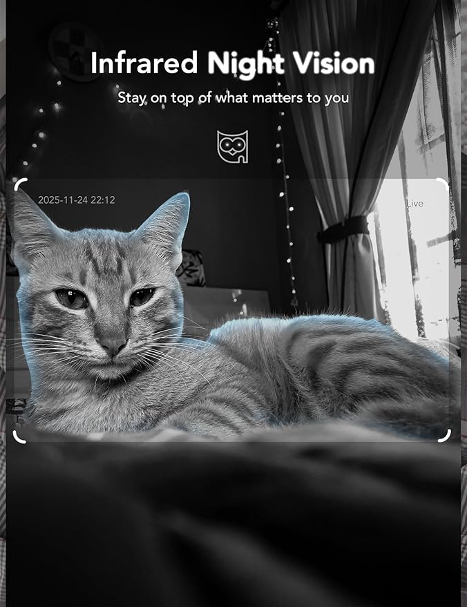 GNCC 2K Indoor Cameras for Home Security with Phone App, 2.4G/5G Mini Pet Cam w/Human/Motion/Sound Detection, Compatible with Alexa, Cloud Storage Optional, Fixed View, Plug-in, 2 Pack