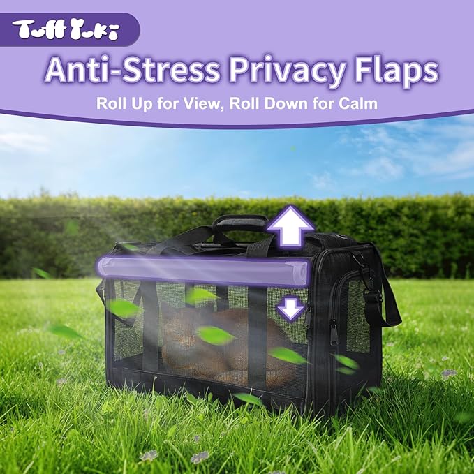 Pet Carrier for Medium-Small Cats, Collapsible Cat Carrier and Soft-Sided Pet Carrier for Medium Big Cats and Puppy Up to 17lbs, 2-Way Entry with Privacy Cover, Travel Bag L18.12”X11.81”X11.81”
