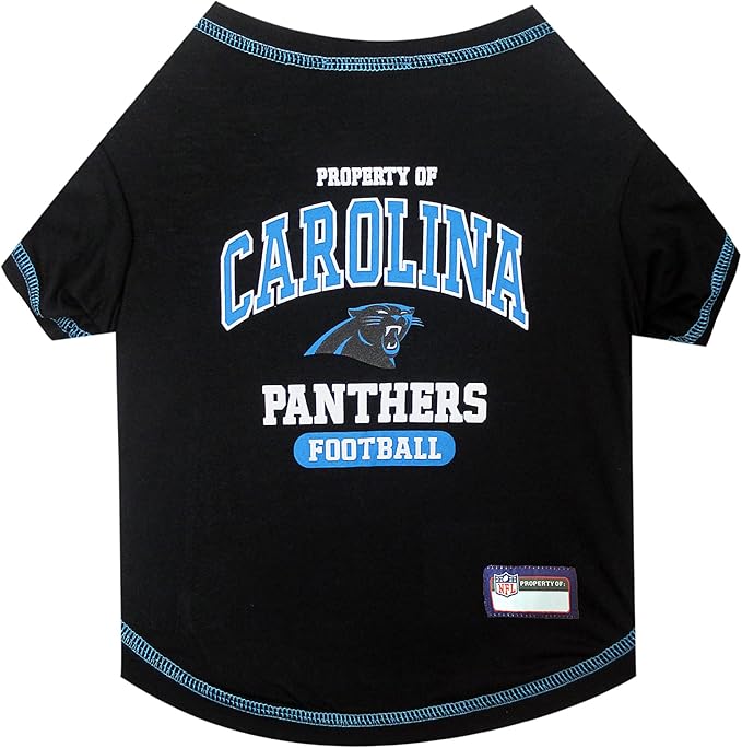NFL Carolina Panthers Dog T-Shirt for Pets, Size X-Small. Officially Licensed Pet Shirt with Team Logo, Soft Stretchable Comfort Fit Apparel for Dogs & Cats