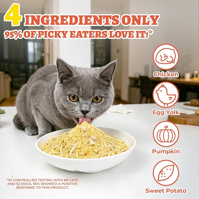 Wellix 7.05 oz Dog & Cat Food Topper - Pumpkin & Sweet Potato Flavor Freeze Dried Chicken Formula Low Calorie - Support Constipation Relief & Gut Health, Boost Immune System