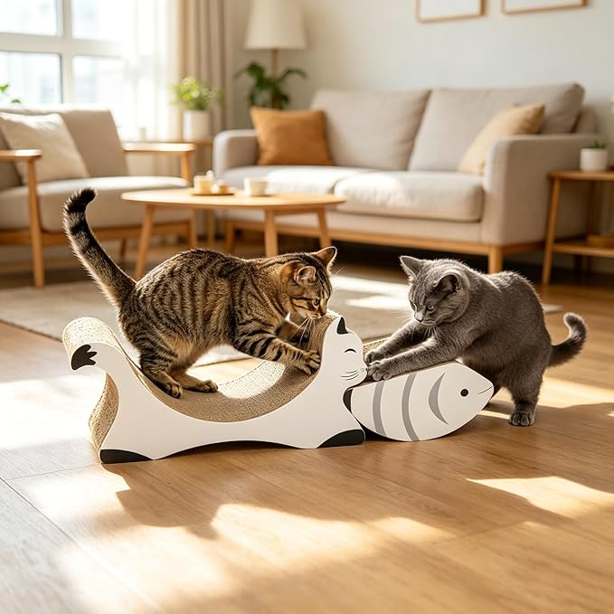 3-in-1 Cat Scratcher Board, Limited Stock Clearance, Durable Corrugated Cat Bed Lounge for Indoor Cats, U-Shaped Interactive Toy with Catnip, Only 10 Left!