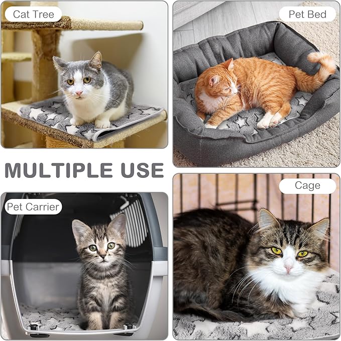 HunnmingRe 2 Pack Self Warming Cat Bed Self Heating Dog Pad Cat Warming Pad Thermal Pet Mat Washable Reflect Body Heat Removable Cover for Indoor Kittens Puppies Feral Pet(Large Star,16 x 20 Inch)