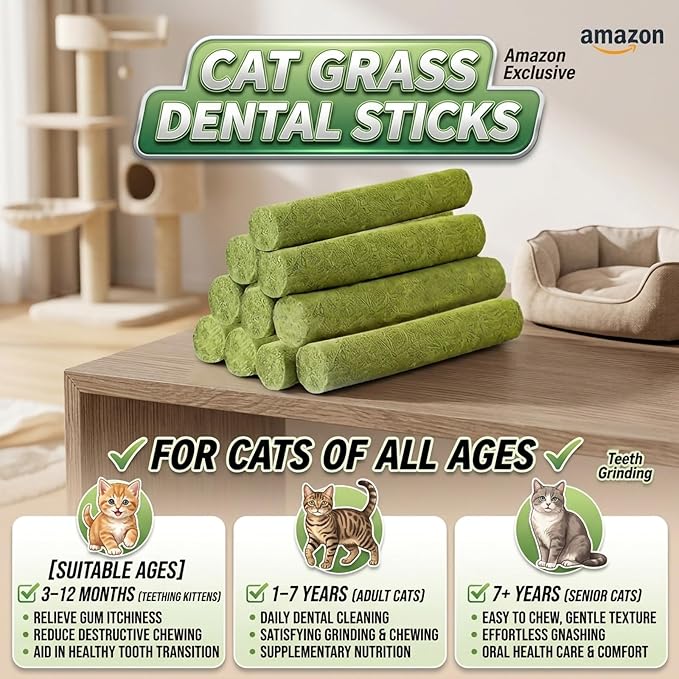 Cat Toys 18Pack Cats Grass Teething Stick Kitten Chew Treat for Removal Hairballs Kitty Dental Care Snack Freeze Dried Cat Food