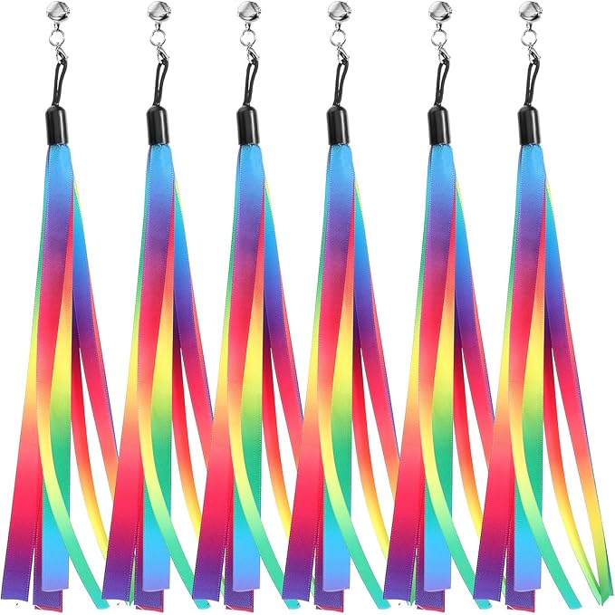6 PCS Cat Ribbon Toy, Cat Teaser Toy Wand Replacement, Interactive Flirt Pole Replacement Worm Assorted Portable Refills CatWand Attachment Toys with Bell for Indoor Most Cats, Kittens, Small Pets
