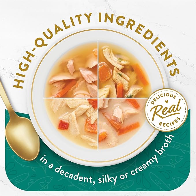 Purina Fancy Feast Broth Complement Chicken and Seafood Lickable Grain Free Wet Cat Food Variety Pack - (Pack of 20) 1.4 oz. Pouches