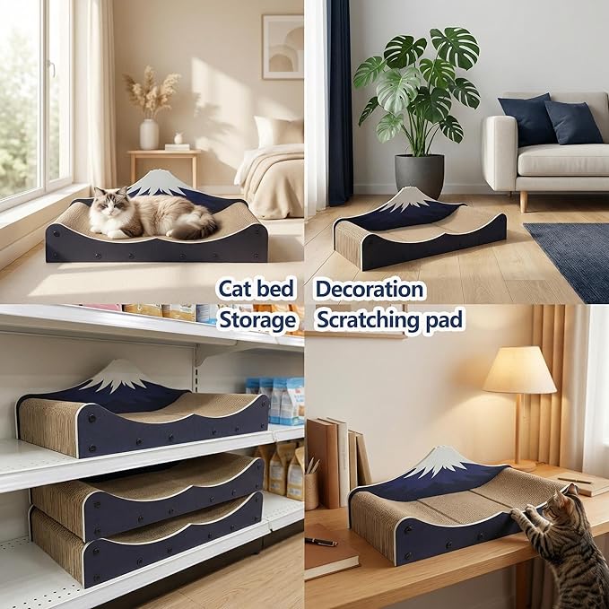 Cat Scratcher Bed Wear-Resistant Large Cats Scratching Bed Sofa Long Lasting Scartching Pads for Indoor Cats, Furniture Protector,Dual-Purpose-Scratch Claws and Sleep,The Shape of Mountains