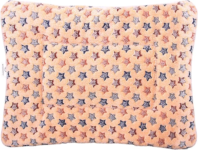 FJWYSANGU Fluffy Pet Cat Blanket Soft Coral Velvet Pet Puppy Cushion Mat Warm Cover Soft Pad Mat(Star V2/Beige,Large)