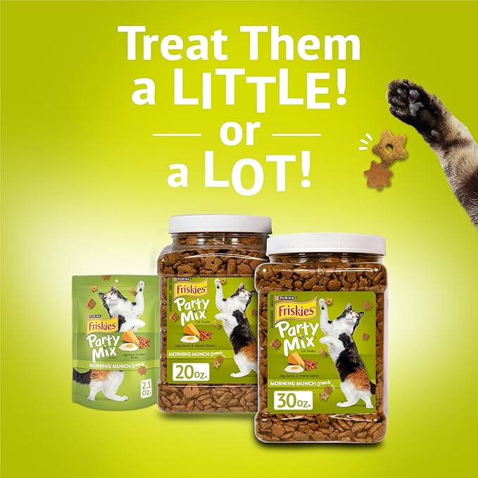 Purina Friskies Party Mix Morning Munch Crunch Egg, Bacon and Cheese Flavors Cat Treats - 20 oz Canister
