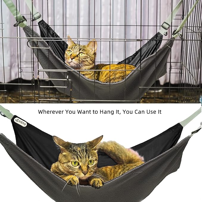 2-Piece Reversible Cat Hammock, Hanging, Washable, Waterproof, Cooling Pad for Cats (Large, BlackRed)