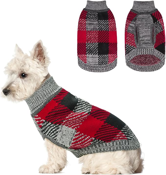 BEAUTYZOO Small Dog Sweater Female Male, Fleece Dog Turtleneck Pullover Sweater, Soft Warm Cute Knitted Cat Sweater Cold Weather Puppy Knitwear Girl Boy, Pet Clothes for Chihuahua Bulldog Yorkie, SM