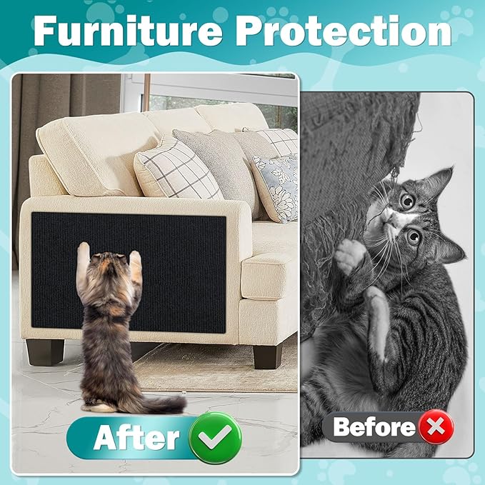 ENONCI 23.6x15.8 Couch Wall Corner Protection for Indoor Cats,Anti Scratch Furniture Protector from Cats Scratching,Trimmable Climbing Cat Scratcher Pad Play Mat Easy Use for Cat Board/Door/Carpet