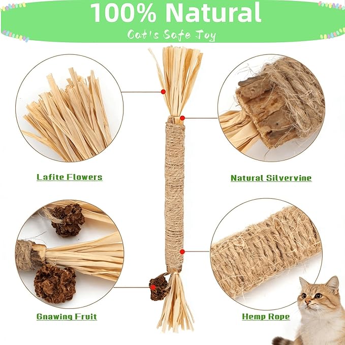 7PCS-Cat Chew Toy, Cat Toys for Indoor Cats with Silvervine Sticks, Safe Teeth Cleaning Chew Toys (Model 2)