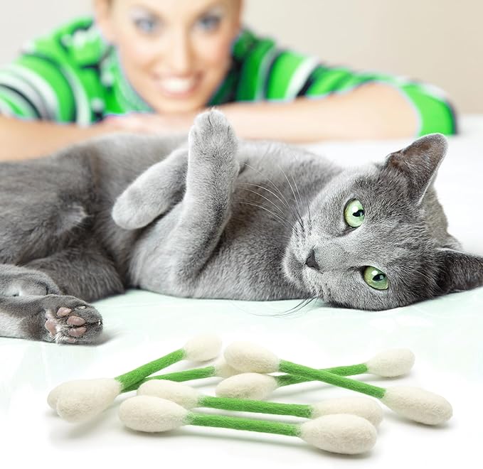 Glaciart One Swabs Cat Toys with Catnip - 6 Pk | Durable for Chew, Cute Cat Toys Interactive Kitty for Boredom, Exercise, & Play | Filled w/Organic Catnip for Anxiety & as Digestive Aid | Gift Idea