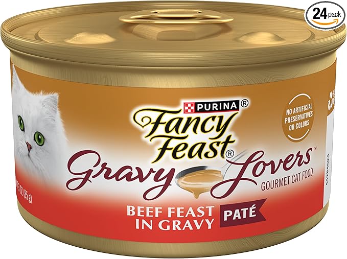 Purina Fancy Feast Gravy Lovers Beef Feast Pate in Wet Cat Food Gravy - (Pack of 24) 3 oz. Cans
