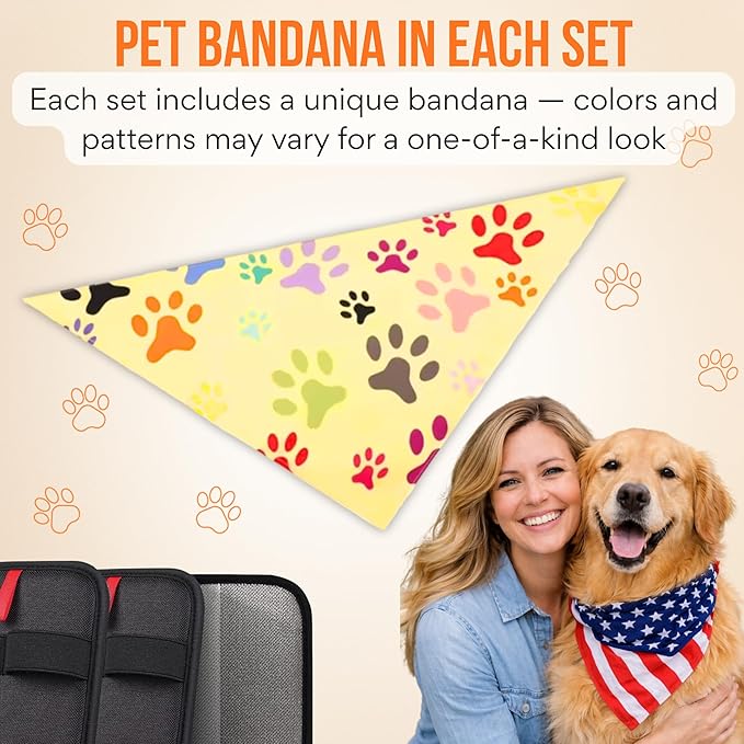 2PCS Magic Brush Glove Pet Hair & Pet Bandana; Electrostatic Grooming Removal Gloves for Dogs &Cats, Reusable, Quick Clean, Hair Removal Tool