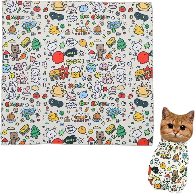 27.6" Cat Grooming Wrap, Self-Adherent Cat Restraint Bag, Cats Swaddle Wrap Cats Burrito Wraps for Nail Trimming & Ear Cleaning(27.6 Inch, Under 13lbs)