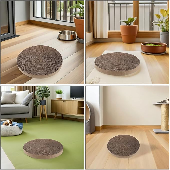 GANAZONO 2pcs Circular Cat Bed Replacement Insert with 34cm High-Density Corrugated Cardboard Core, Round Cardboard Cat Scratching Pad for Indoor Pet Scratchers