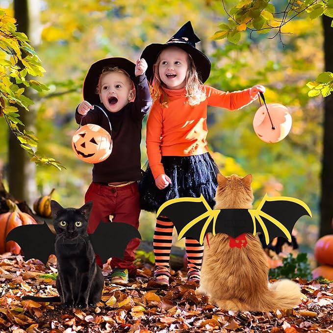 Cat Bat Wings, Pet Cat Bat Costume, Puppy Cat Wings for Halloween Party Decoration, Cute Cat Halloween Costumes, Kitten Bat Wings, Puppy Cat Dress Up Accessories,Yellow