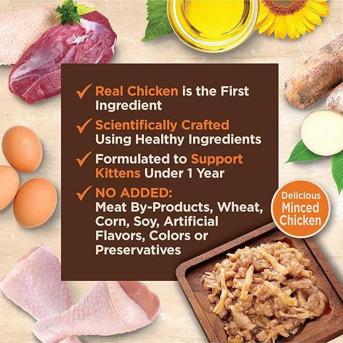 Wellness CORE Tiny Tasters Minced Kitten Wet Cat Food, Natural, Protein Rich, Grain Free, Chicken Recipe, 1.75 oz, Pack of 12 Pouches