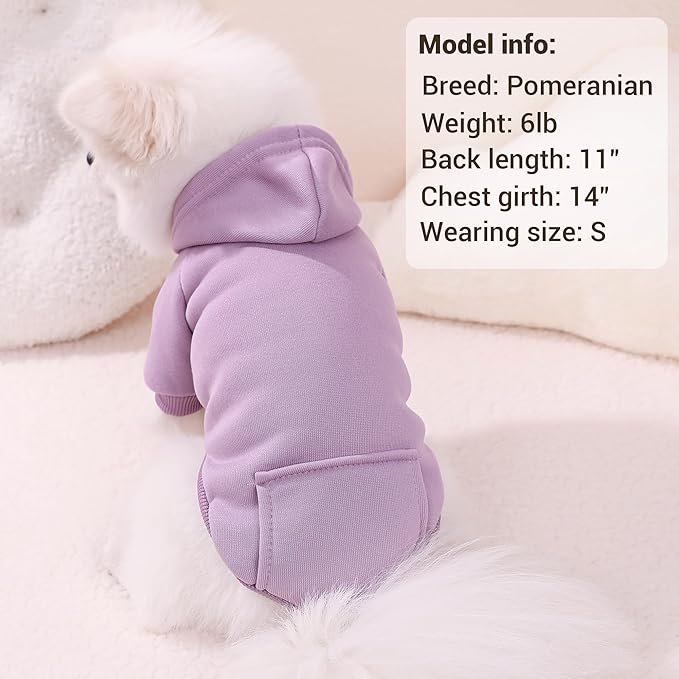 Pet Hoodie Dog Sweater for Small Dogs Girl Boy, Winter Puppy Sweatshirts with Pockets Hood, Warm Fleece Lined Dog Clothes Chihuahua Coat Clothing Puppy Cat Custume, X-Small