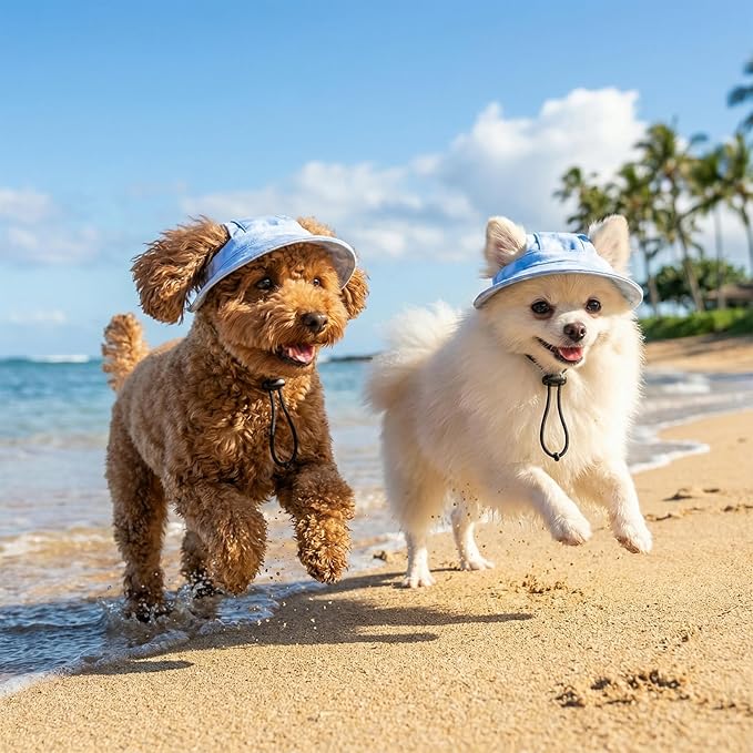 3 Pcs Pet Hats with Ear Hole Sunscreen Round Brim Bucket Hat Suitable for Small and Medium-Sized Cat Puppy Dog Active Summer Sun Protection Pet Sun Care Cooling Caps (Blue, Medium)