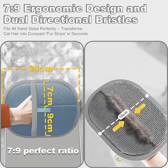 Pet Hair Remover Gloves for Dogs, Upgraded Electrostatic Pet hair Removal Glove, Professional Grooming & Furniture Cleaning Glove, Cat & Dog Hair Glove, Reusable & Machine Washable Hair Remover