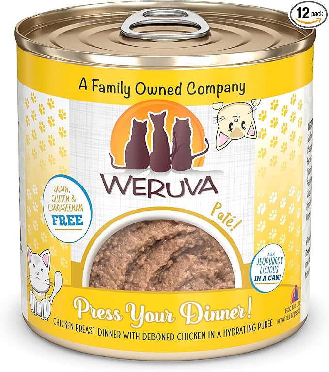 Weruva Wet Cat Food, Press Your Dinner with Chicken Pate, 10oz Can, Pack of 12
