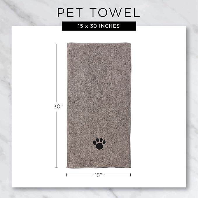 Bone Dry Pet Grooming Towel Collection Embroidered Absorbent Microfiber Drying Set, 15x30, Red, 3 Count (Pack of 2)