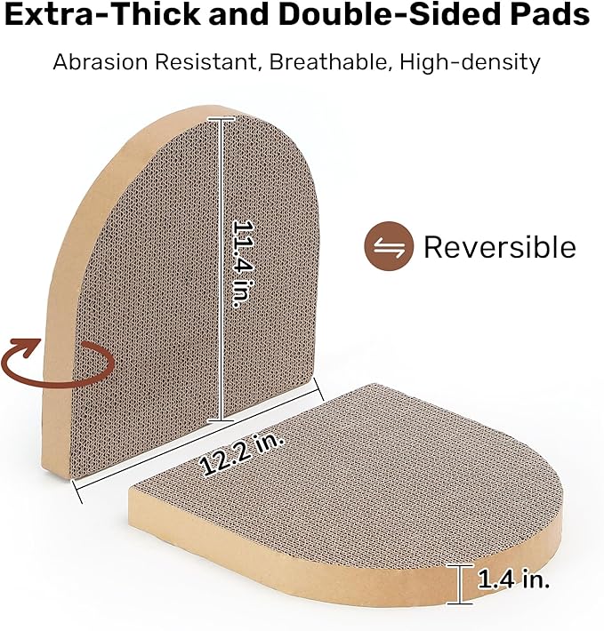FUKUMARU Cat Scratcher, 24 Inch Sofa Shape Cat Scratching Bed, Reversible Detachable Cats Scratching Board, Round Cats Scratch Pads Refill Indoor, Caramel